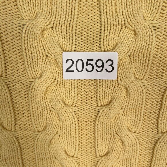 Vintage Eddie Bauer Sweater Womens Small Yellow Cable Knit Pullover Minimal Prep - Picture 12 of 12
